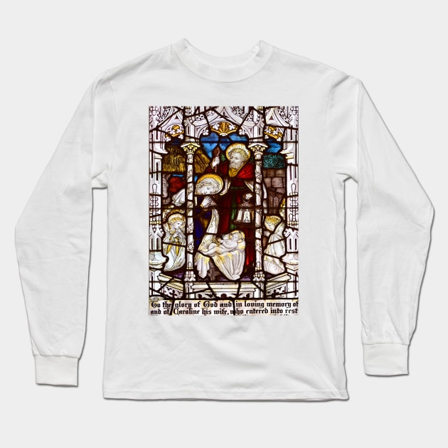 Cathedral Stained Glass Window Long Sleeve T-Shirt by JonDelorme